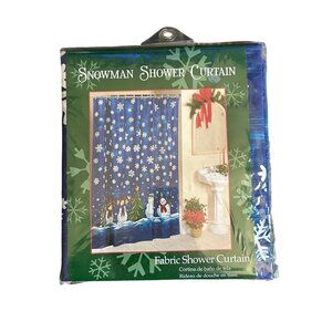 Snowman Shower Curtain 70" X 72" 100% Polyester Blue & White Winter Theme christ